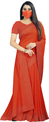 pUNYATHA CREATION Embroidered Chanderi Silk Blend Saree(Orange)