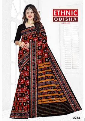 ETHNIC ODISHA HANDLOOM Checkered, Digital Print Sambalpuri Pure Cotton Saree(Multicolor)
