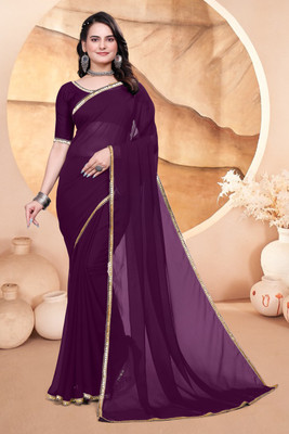 BK COLLECTON Self Design Bollywood Georgette Saree(Purple)