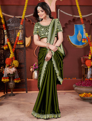 Pireva Embellished Bollywood Silk Blend Saree(Multicolor)