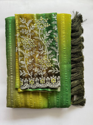 ABSilk Embroidered, Self Design, Solid/Plain Bollywood Georgette Saree(Multicolor)