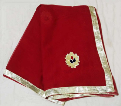 AARTI SAREES Embroidered Bollywood Chiffon Saree(Maroon, Silver)