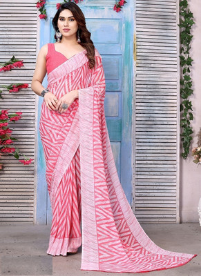 KISSAH Printed Bollywood Georgette Saree(Pink)