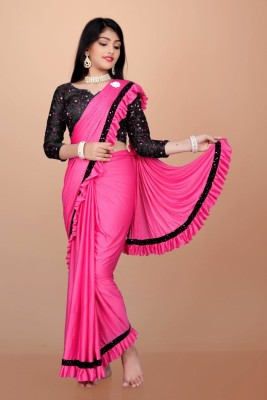Julee Embellished Bollywood Lycra Blend Saree(Pink)