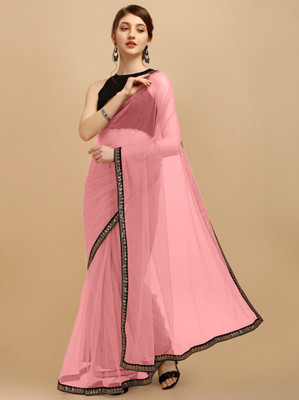 RE Renny Enterprise Self Design Bollywood Net Saree(Orange)