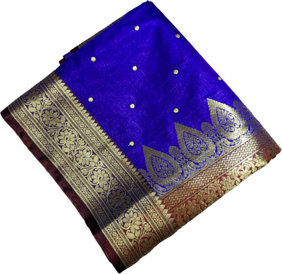 satrangi creation Embroidered Banarasi Handloom Art Silk Saree(Blue)