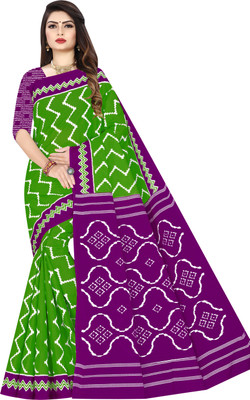 SARITA SAREES Printed Sambalpuri Pure Cotton Saree(Light Green)