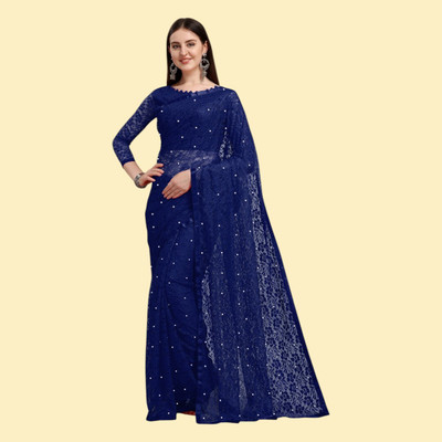 nexxxa Self Design, Embellished Bollywood Net Saree(Blue)