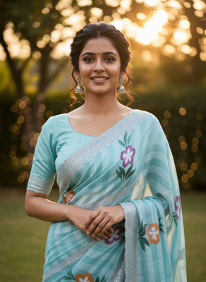 Sareez House Self Design Bollywood Georgette Saree(Light Blue)