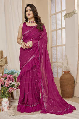 Vedant Vastram Self Design Bollywood Georgette Saree(Pink)