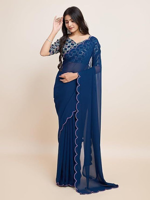 supalee tex Solid/Plain Bollywood Georgette Saree(Multicolor)