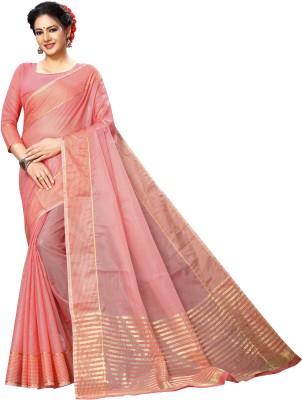 Suali Striped Bollywood Art Silk Saree(Pink)