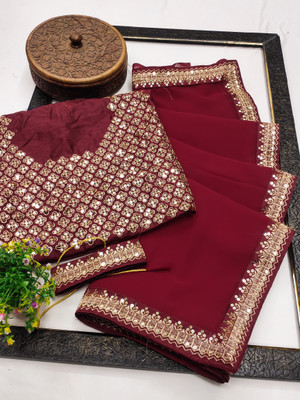 FASHIONFOXX Solid/Plain Bollywood Georgette Saree(Black)