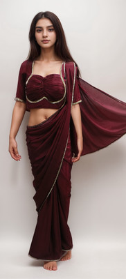 NANCY DESIGNER Solid/Plain Bollywood Pure Silk Saree(Maroon)