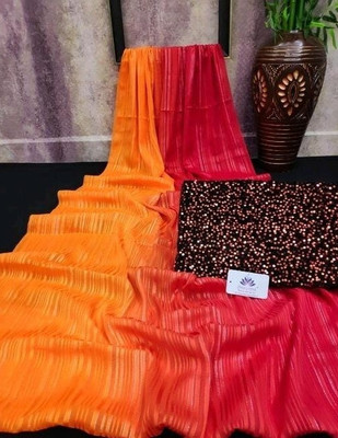 Julee Printed Bollywood Satin Saree(Red)