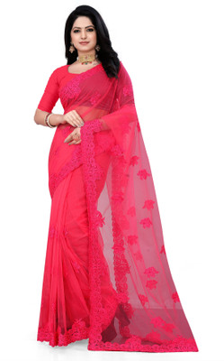 SPAREN CREATION Self Design Bollywood Net Saree(Pink)