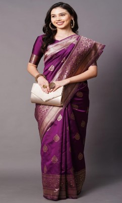 signagraph Woven, Self Design Kanjivaram Jacquard, Pure Silk Saree(Purple)