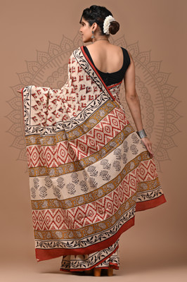 Taavi Printed Kota Doria Cotton Blend Saree(Multicolor)