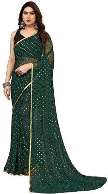 mamtasaree Printed, Embellished Bollywood Georgette, Chiffon Saree(Green)