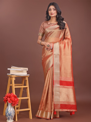 Tasrika Woven Kanjivaram Organza Saree(Orange)
