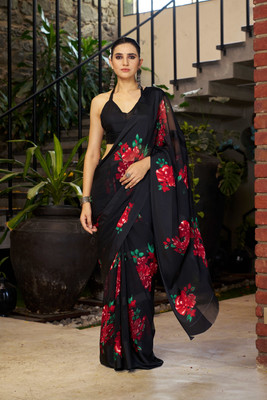 Divastri Printed Bollywood Georgette Saree(Red)