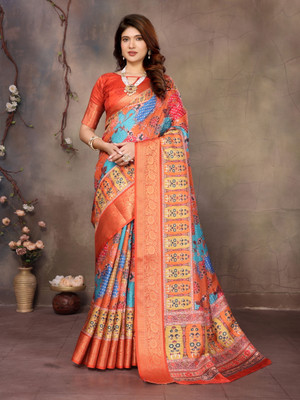 NEGRONISTAR Printed Daily Wear Cotton Silk, Jacquard Saree(Mustard)