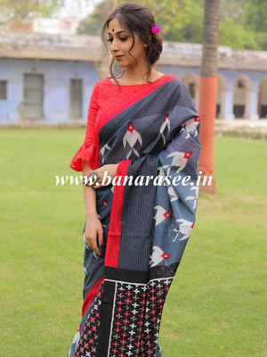 CRAFTWELL Self Design, Printed Handloom Pure Cotton Saree(Multicolor)