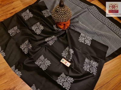 SetuMaalik Woven, Self Design, Solid/Plain Kanjivaram Silk Blend, Jacquard Saree(Black)