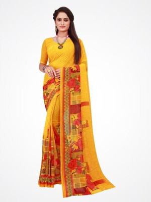 Suali Printed Daily Wear Georgette Saree(Yellow)