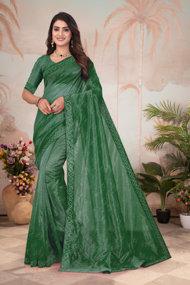 HESOFY Solid/Plain Bollywood Net Saree(Pink)
