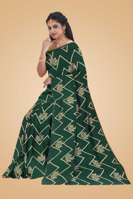 S Kart Printed Daily Wear Chiffon Saree(Green)