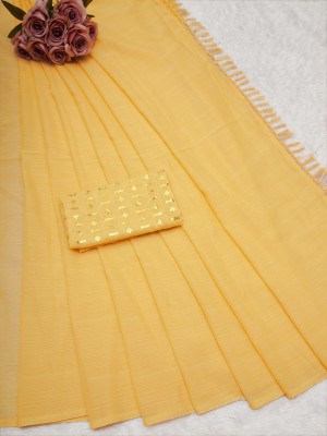 FERVIK FASHION Woven Bollywood Georgette Saree(Yellow)