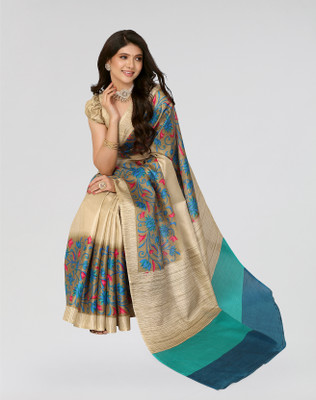 Nirvaan Printed Bollywood Art Silk Saree(Blue)