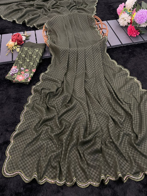 saanvi Embroidered Bollywood Georgette Saree(Grey)