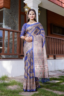 KONICA FAB Printed Bollywood Crepe Saree(Dark Blue)