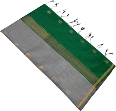 sri amman sarees Woven Maheshwari Cotton Silk Saree(Orange)