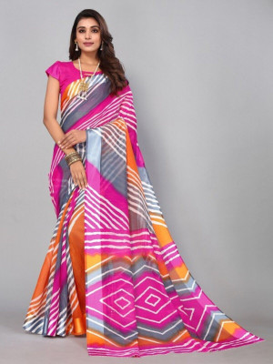 Soor Panchi Digital Print Bollywood Cotton Linen Saree(Pink)