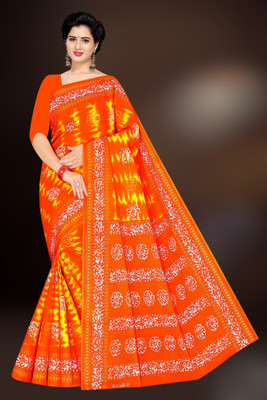 kalyani nx Printed Sambalpuri Pure Cotton Saree(Yellow)