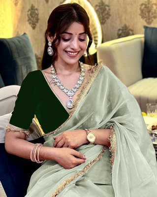 RUCHKET Solid/Plain Bollywood Nylon Saree(Light Green)