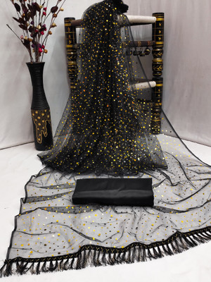 color bucket Polka Print Bollywood Net Saree(Black)