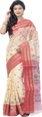 Ruuprekha Printed Tant Pure Cotton Saree(Red)