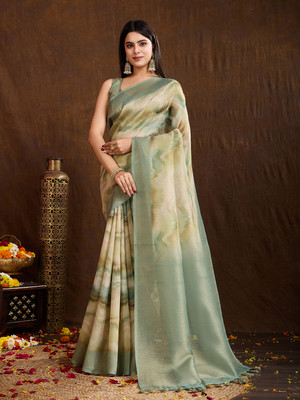 MANTROTSAV Digital Print Bollywood Tissue Saree(Green)