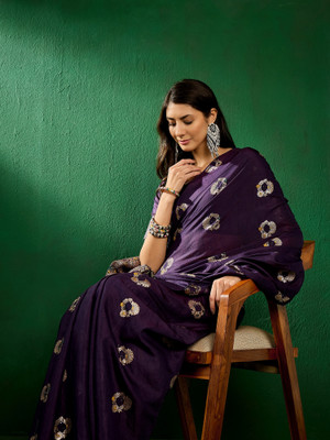 Sangria Woven Banarasi Silk Blend Saree(Dark Blue)