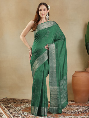 ANOUK Woven Leheria Viscose Rayon Saree(Green)