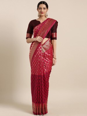Shaily Woven Kanjivaram Pure Silk Saree(Red)