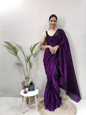 teeya creation Self Design Assam Silk Lycra Blend Saree(Blue)