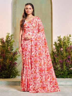 GARDEN VARELI Floral Print Daily Wear Silk Blend Saree(Multicolor)