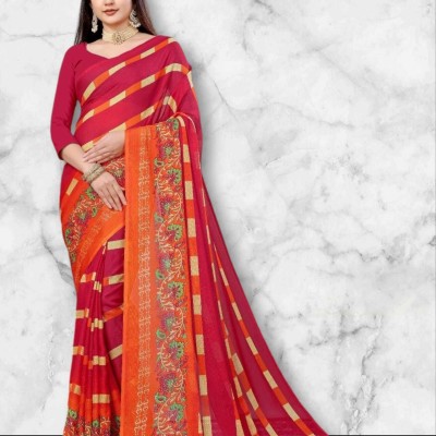 Jalaram Fashion Printed Daily Wear Georgette Saree(Red)