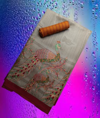 Gugaliya Printed Maheshwari Cotton Blend, Art Silk Saree(Multicolor)