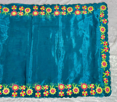 RK Creation Embroidered Berhampuri Pure Silk Saree(Blue)